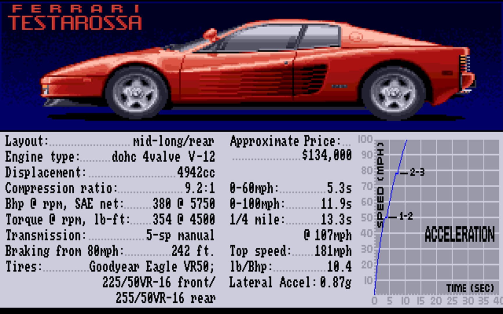 Test Drive II: Car Disk - The Supercars screenshot 1